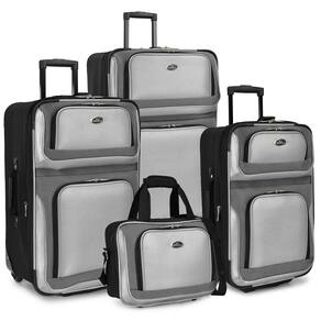 Conjunto leve de 4 peças para bagagem U.S. Traveler New Yorker, cinza