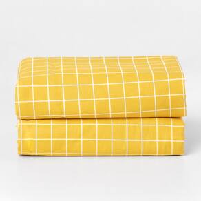 Par de Fronha Solteiro - Xadrez Amarelo e Branco
