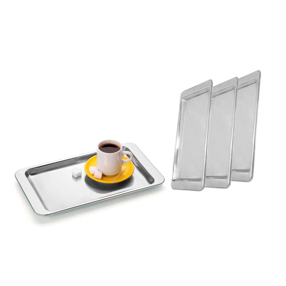 Bandeja Bar Inox Retangular 30cm Cafe Cha Bar Cafeteria 4un