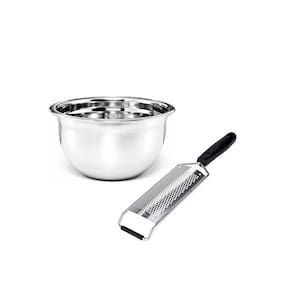 Tigela Bowl Aço Inox Escovado 3L e Ralador 1 Face Preto