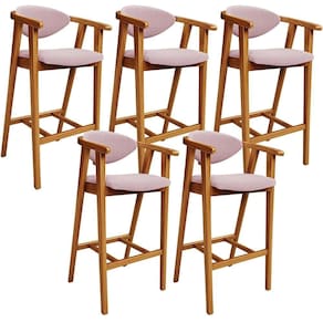 Kit 05 Banquetas Alta Para Cozinha Bancada Bar Sala De Jantar Fixa Cecília L02 Bouclê Rosê
