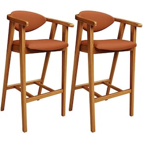Kit 02 Banquetas Alta Cozinha Bancada Bar Sala De Jantar Fixa Cecília L02 Tecido Terracota