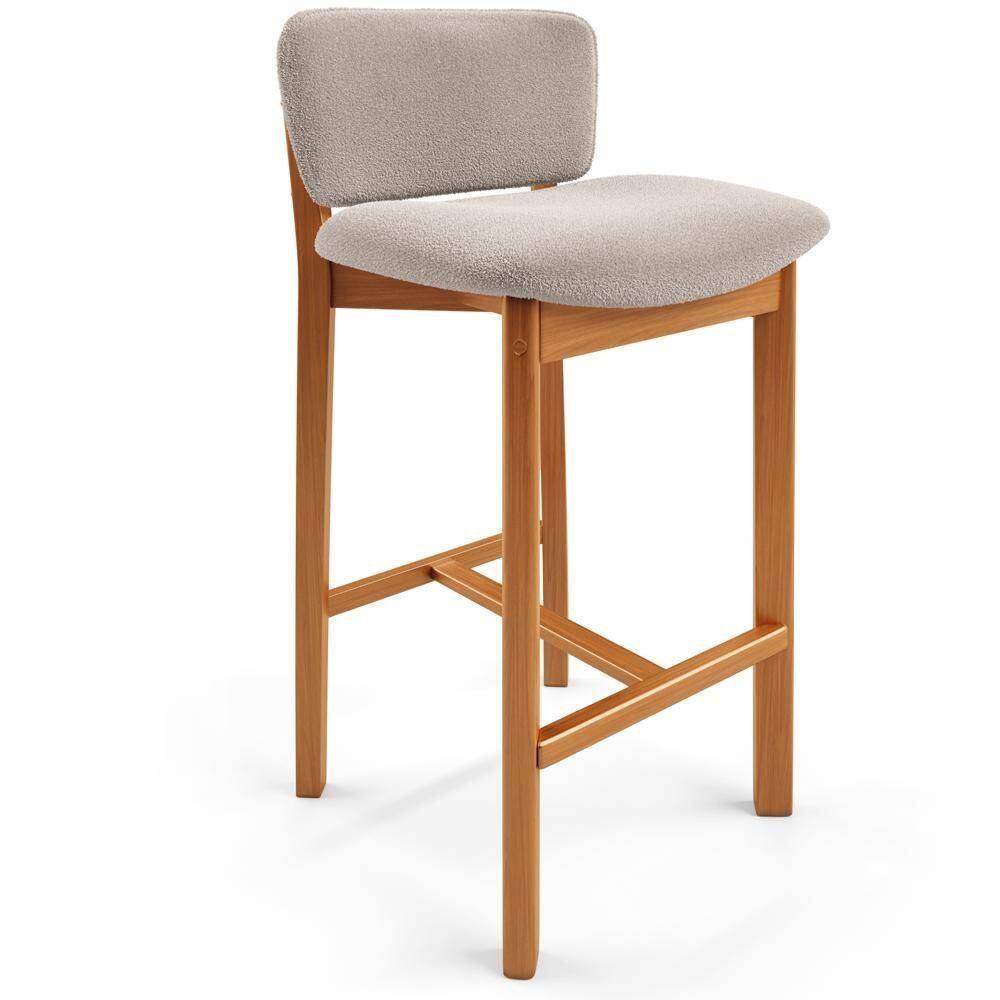 Banqueta Alta Para Cozinha Sala De Jantar Bar Dara L02 Bouclê Creme - Lyam Decor