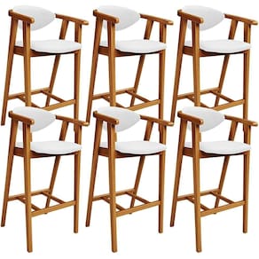 Kit 06 Banquetas Alta Para Cozinha Bancada Bar Sala De Jantar Fixa Cecília L02 Facto Branco - Lyam