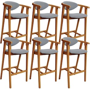 Kit 06 Banquetas Alta Para Cozinha Bancada Bar Sala De Jantar Fixa Cecília L02 Bouclê Cinza - Lyam