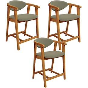 Kit 03 Banquetas Baixa Para Cozinha Sala Jantar Bancada Cecília L02 Bouclê Oliva - Lyam Decor