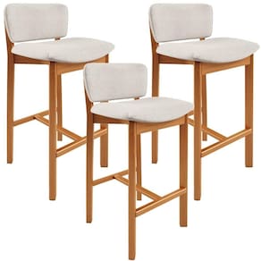 Kit 03 Banquetas Alta Para Cozinha Sala De Jantar Bar Dara L02 Linho Cru - Lyam Decor