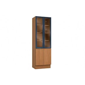 Cristaleira Sala Jantar Ciela R631 C/ 4 Portas (2 C/ Vidro) 70x220cm Canela/azul Profundo - Kappesberg