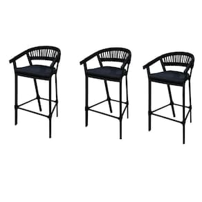 Kit 3 Banquetas Itália Acquablock Base Em Alumínio Artluxo Preto