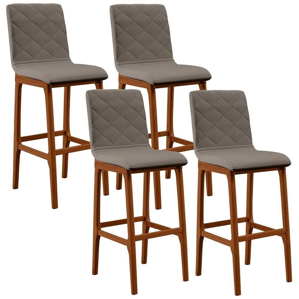 Kit 04 Banquetas Altas Zoe Linho Bege