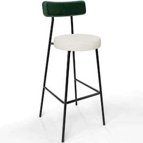 Banqueta Alta Bar Cozinha Sala De Jantar Milão L02 Facto Verde Musgo Linho Champagne