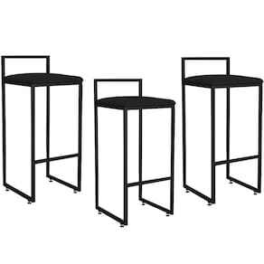 Kit 03 Banquetas Alta Cozinha Hanna L02 Preto Corano Preto