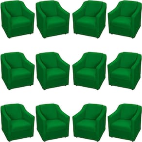 Kit 12 Poltronas Mila Pé De Plástico Cromado - Verde Suede