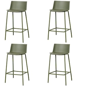 Kit 4 Banquetas Ipanema Média Fratini 86,50 Cm (altura) Em Polipropileno Base Em Aço Verde Aloe