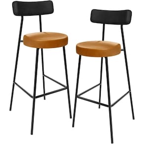 Kit 02 Banquetas Alta Bar Cozinha Sala De Jantar Milão L02 Couríssimo Preto Whisky