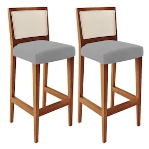 Kit 02 Banquetas Alta Cozinha Zion L02 Suede Cinza