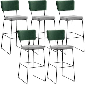 Kit 05 Banquetas Altas Facto Verde Musgo Linho Cinza