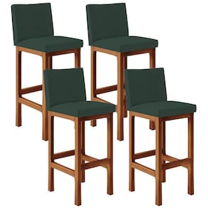 Kit 04 Banquetas Altas Cozinha Alya L02 Verde Musgo