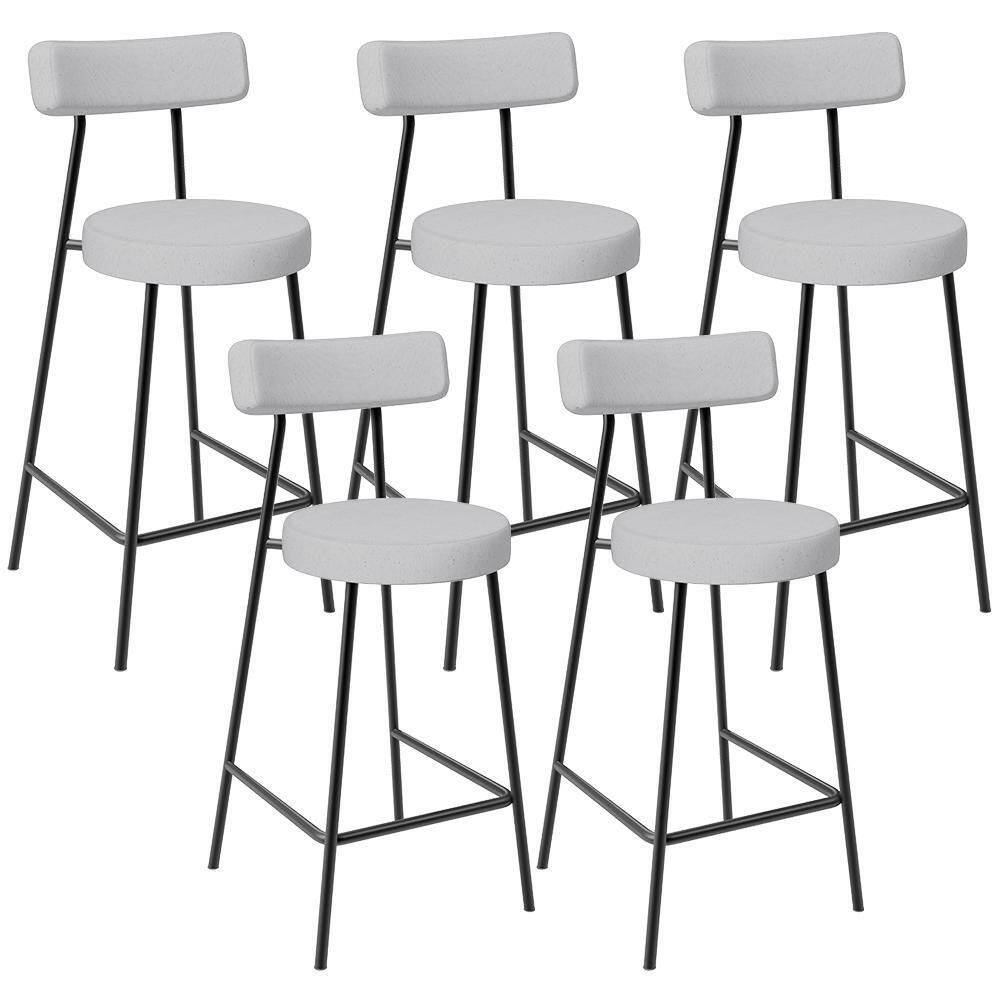 Kit 05 Banquetas Baixa Para Cozinha Sala De Jantar Bancada Milão L02 Linho Cinza