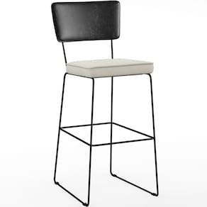 Banqueta Alta Cozinha Allana L02 Preto Linho Champagne