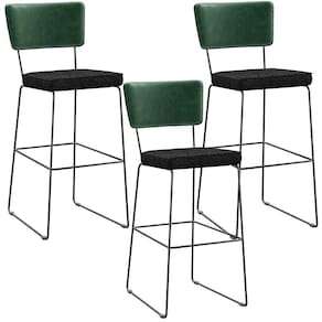 Kit 03 Banquetas Altas Allana L02 Verde Musgo Chumbo