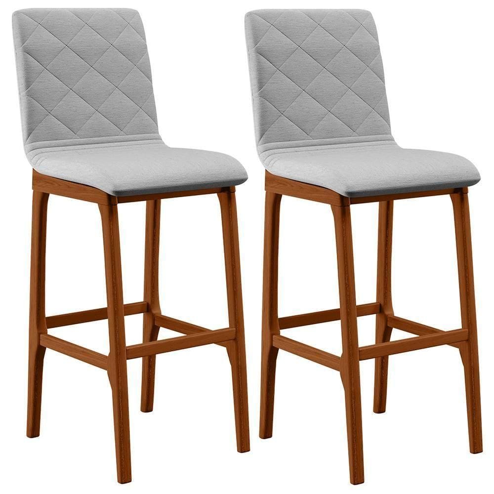 Kit 02 Banquetas Altas Zoe Linho Cinza