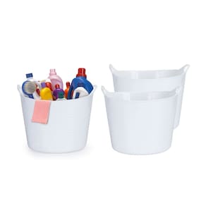 Cesto Organizador Balde Branco Roupa Brinquedos 3un de 30L