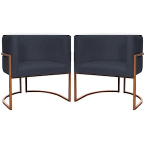 Kit 2 Poltronas Para Sala De Recepção Luna Suede Cores Base De Ferro Bronze - Preto, Suede