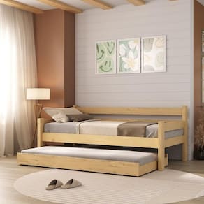 Bicama Madeira Maciça Para Colchão 78/88 X 188cm Paris Multimóveis CR4139 Natural
