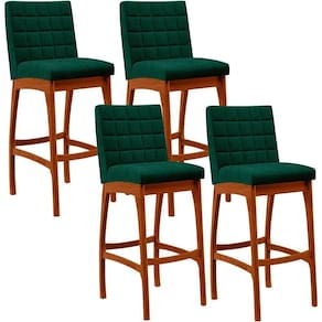 Kit 04 Banquetas Altas Cozinha Mila B04 Bouclê Verde