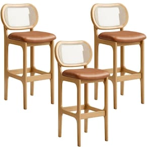 Kit 03 Banquetas Altas Para Cozinha Bancada Sala Tela Betta Fixa L02 Couríssimo Whisky - Lyam