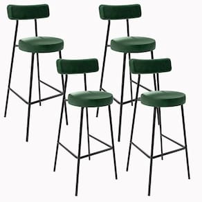 Kit 04 Banquetas Altas Estrutura Em Aço Milão Verde Musgo