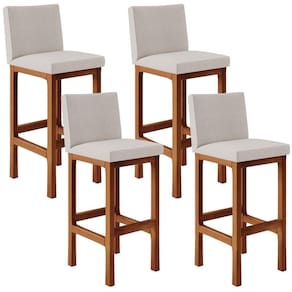 Kit 04 Banquetas Altas Cozinha De Jantar Fixa Alya L02 Cru
