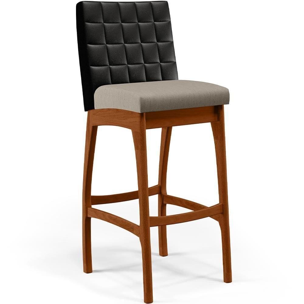 Banqueta Alta Para Cozinha B04 Preto Bege