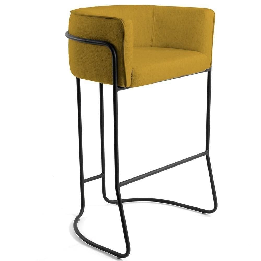 Banqueta Decorativa Betina D02 Veludo Mostarda C-279