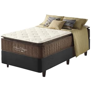 Cama Box Solteiro Preta + Colchão Molas San Diego 88cm