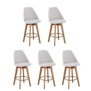 Kit 5 Banquetas Maya Gourmet Giratória-tamanho Médio 62 Cm Do Chão Até O Assento-tecido Linho