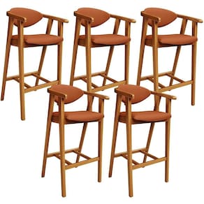 Kit 05 Banquetas Alta Bancada Bar Sala De Jantar Fixa Cecília L02 Tecido Terracota