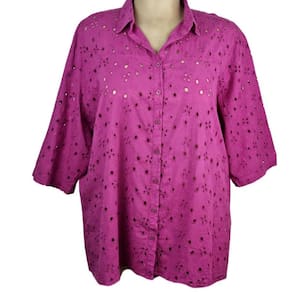 Camisete Feminino 3/4 Laise Fucsia Algodão 100%