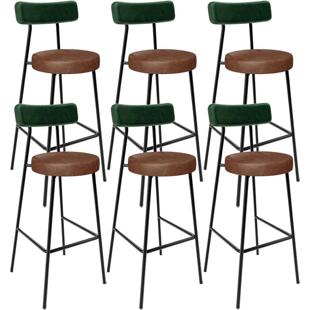 Kit 06 Banquetas Alta Cozinha Sala De Jantar Milão L02 Facto Verde Couríssimo Marrom - Lyam Decor