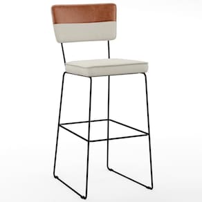 Banqueta Alta De Jantar Allana L02 Faixa Camel Champagne
