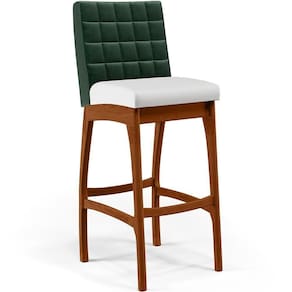 Banqueta Alta Para Cozinha B04 Verde Musgo Branco