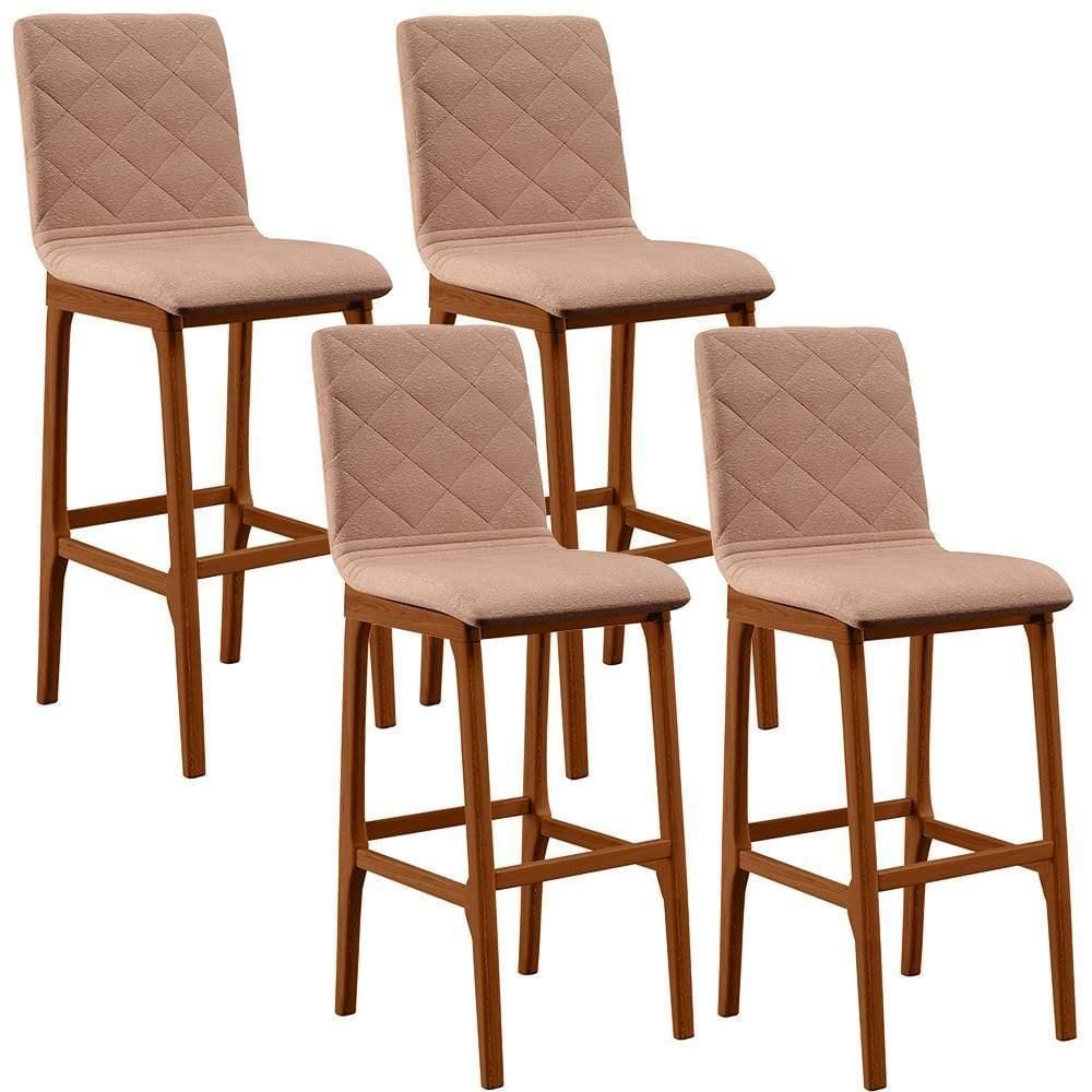 Kit 04 Banquetas Altas Zoe Linho Rosê