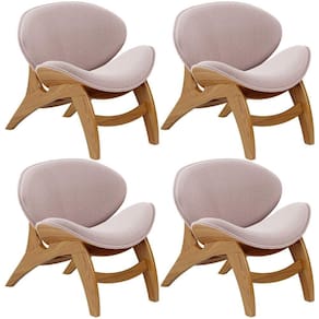 Kit 4 Poltronas Decorativa Orgânica Sala Living Kadosh L02 Bouclê Rosê