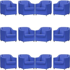 Kit 12 Poltronas Mila Corino Cores Pé De Plástico Cromado - Azul-royal Corino