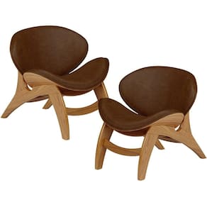 Kit 2 Poltronas Decorativa Orgânica Sala Living Kadosh L02 Couríssimo Marrom