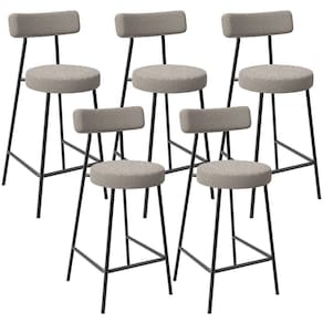 Kit 05 Banquetas Baixa Para Cozinha Sala De Jantar Bar Bancada Milão L02 Bouclê Creme