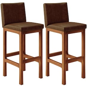 Kit 02 Banquetas Altas Cozinha Alya L02 Marrom