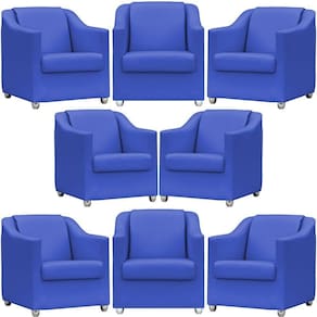 Kit 8 Poltronas Mila Corino Cores Pé De Plástico Cromado - Azul-royal Corino