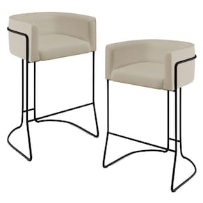 Kit 02 Banquetas Fixa Preto Corano Bege C-26